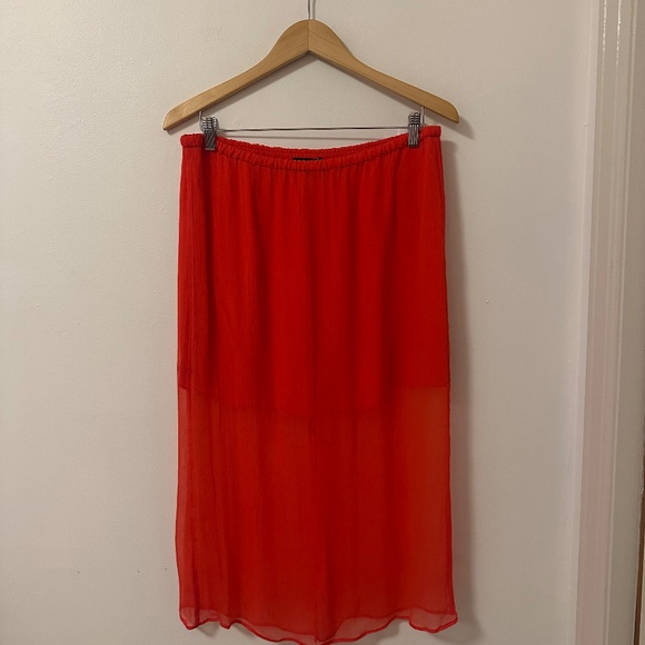 J. Crew Gwyneth Layered Slip Skirt in Red Crinkle Chiffon | Size Medium - Picture 3 of 11